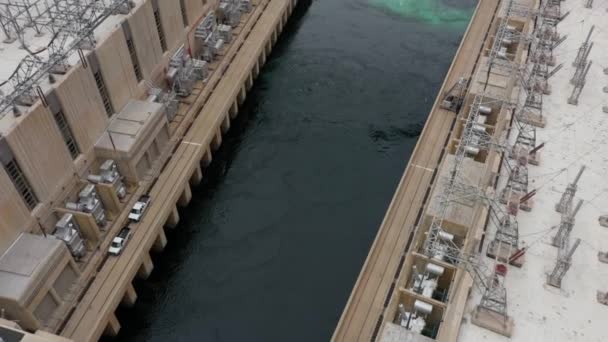 Aerial View Hoover Dam Power Houses Colorado River — Stock Video