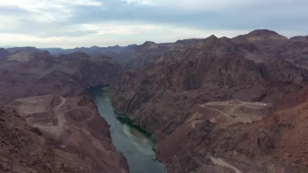 Aerial View Colorado River Just Hoover Dam — Stock Video