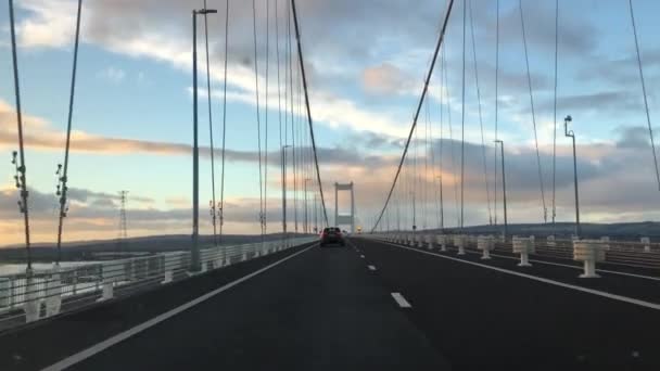 Rijden Severn Bridge Tussen Engeland Wales Buurt Van Bristol Verenigd — Stockvideo
