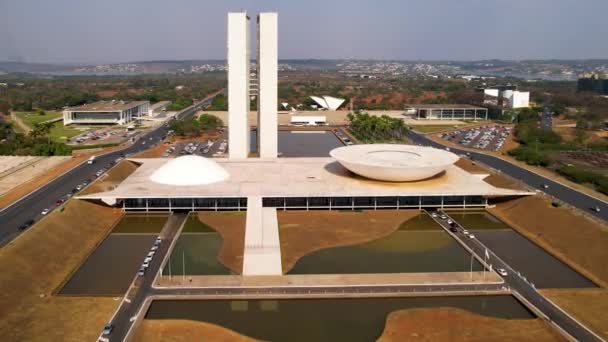 Paisagem Aérea Prédio Congresso Nacional Centro Brasília Brasil Cityscape Centro — Vídeo de Stock