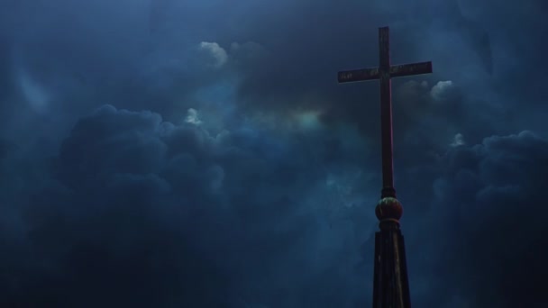Хрест Грозовим Тлом — стокове відео