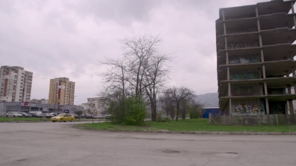 Old Brutalist Apartment Buildings Post Communist Bulgaria Eastern Europe — Stock Video
