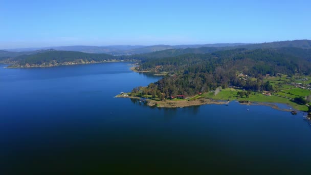 Lago Vichuquen Región Curico Maule Viaje Través Tiro Dron Chile — Vídeos de Stock
