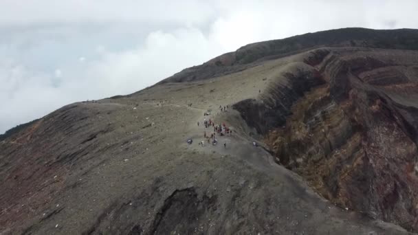 People Walking Active Volcano — Stock Video