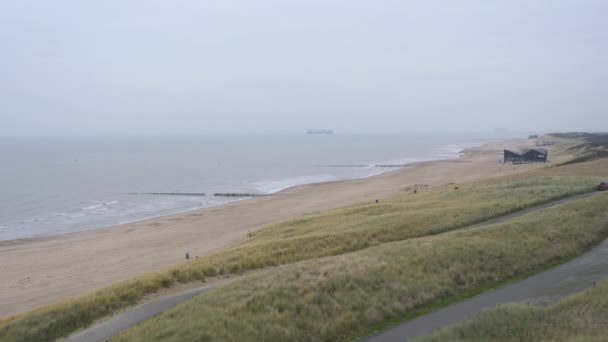 Pantai Terpencil Cadzand Bad Belanda Latar Belakang Transatlantik Statik — Stok Video