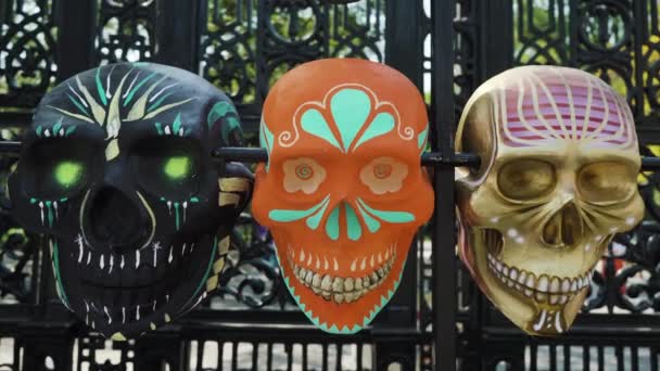 Dia Dos Mortos Muertos Crânios Exposição Fora Chapultepec Parque Cidade — Vídeo de Stock