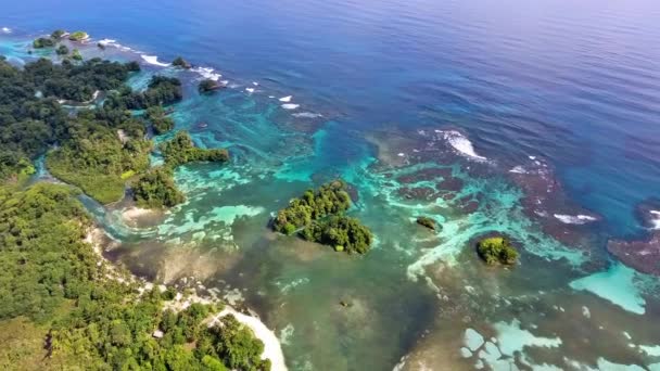 Panning Vista Aérea Estruturas Recifes Surreais Perto Costa Ilha Selva — Vídeo de Stock