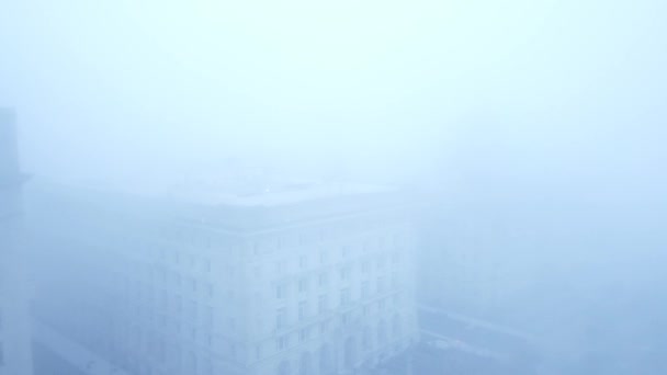 Tlustý Hustý Přízračný Mlha Kryt Přes Liverpool Město Letecký Pohled — Stock video