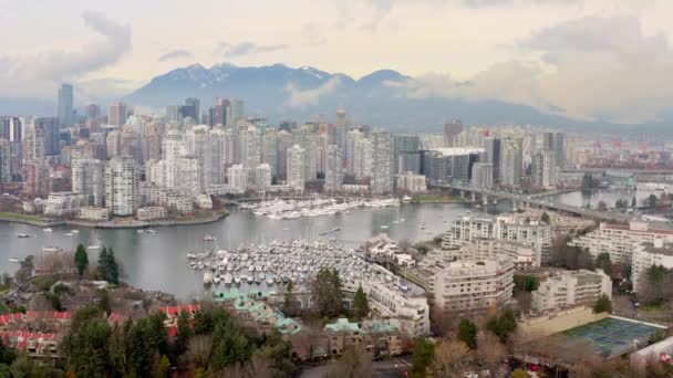 Magnífico Paisaje Urbano Del Centro Vancouver Yaletown False Creek Plano — Vídeo de stock