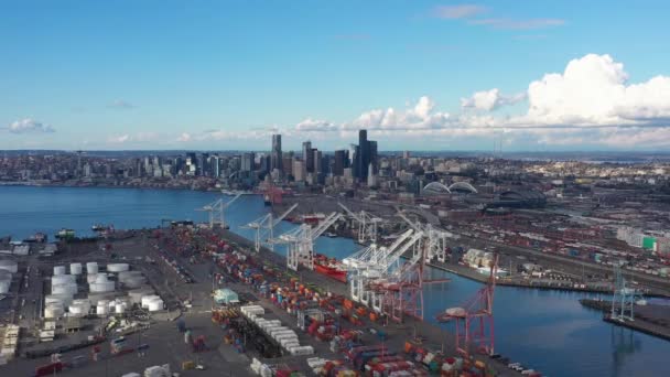 Blick Aus Der Luft Über Den Hafen Von Seattle Auf — Stockvideo