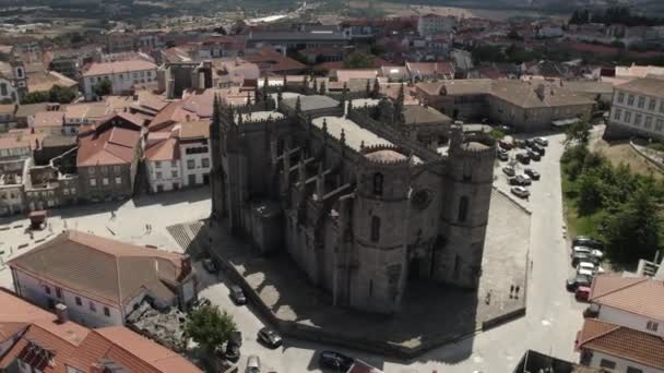 Αεροφωτογραφία Μνημειώδους Μεσαιωνικού Κοσμήματος Guarda Cathedral Portugal — Αρχείο Βίντεο
