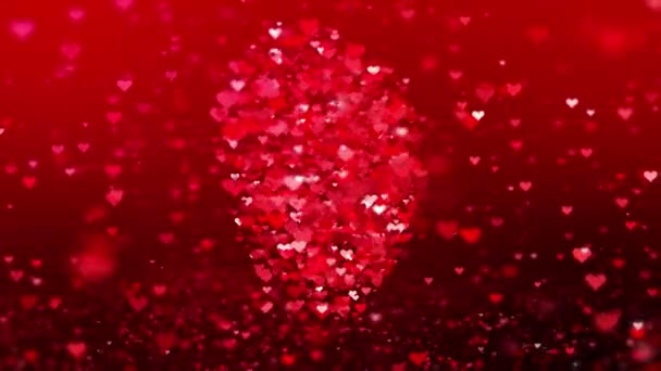 Glamour Red Heart Kształtuje Cząstki Tle Saint Walentynki Filmy Ślubne — Wideo stockowe