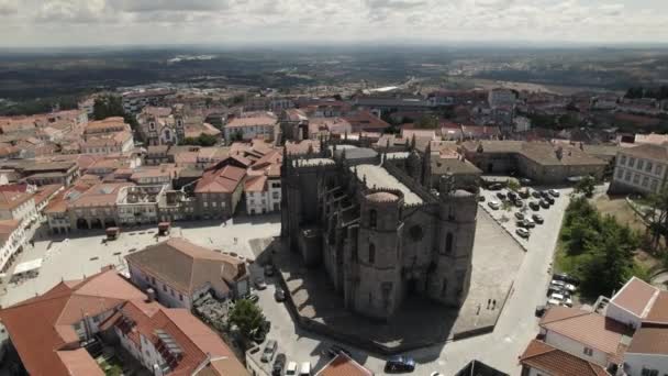 Establecimiento Tiro Castillo Como Catedral Guarda Ubicación Turística Portuguesa Vista — Vídeos de Stock