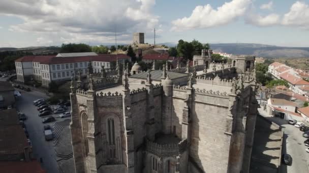 Patrimoine Historique Portugal Église Catholique Guarda Proximité Vue Aérienne Sur — Video