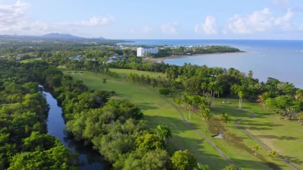 Green Scenic Landscape Desembocadura Rio Munoz Puerto Plata Republik Dominika — Stok Video