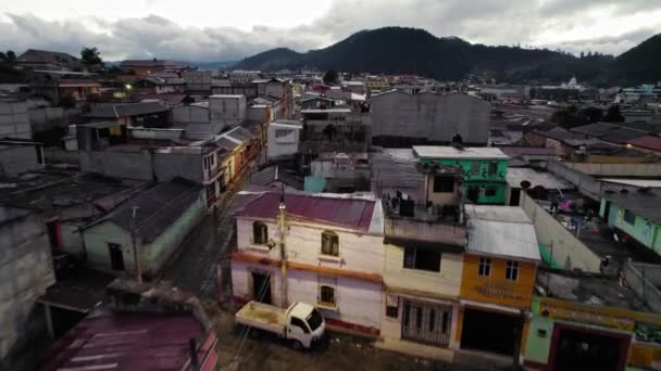 Drohnen Luftaufnahme Die Während Des Einsamen Morgens Quetzaltenango Xela Guatemala — Stockvideo