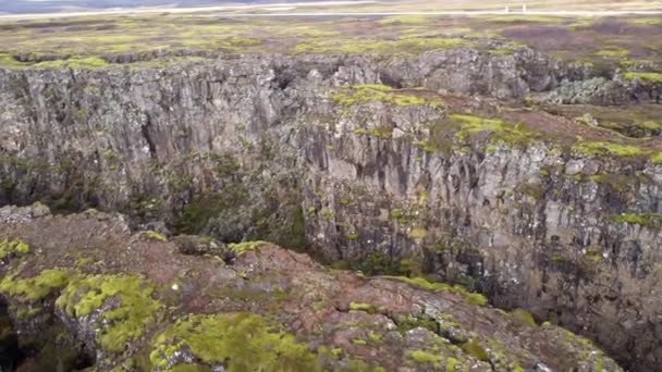 Тріщина Землі Континентальний Регіон Ділиться Тінґвеллір Ісландія — стокове відео