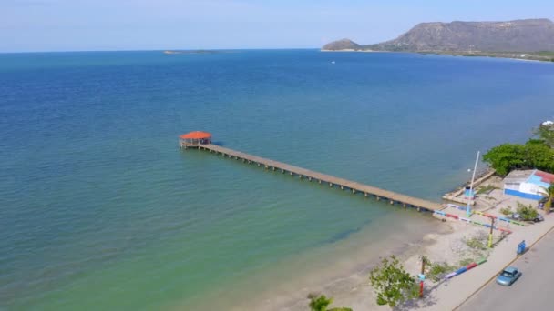 Aerial View Playa Juan Bolaos Beach Dominican Republic Drone Shot — Stock Video