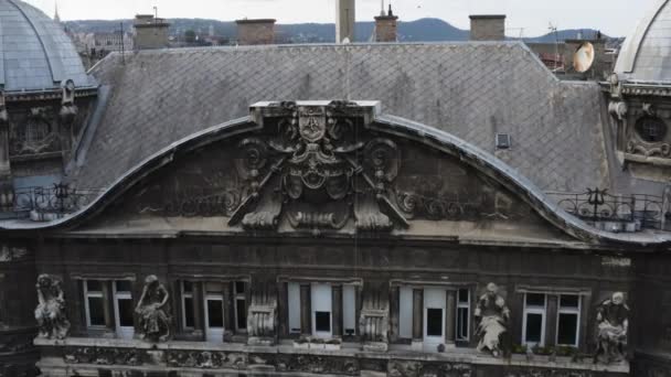 Aerial Adria Palance Ιστορικό Ορόσημο Στη Βουδαπέστη Ουγγαρία Αυξάνεται Αντίστροφα — Αρχείο Βίντεο