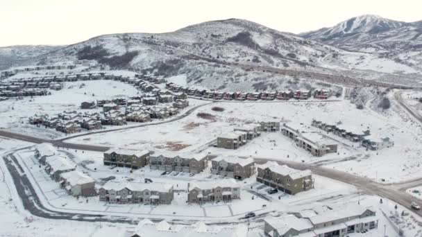 Aerial Panoramic View Park City Γιούτα Χιονισμένα Βουνά — Αρχείο Βίντεο