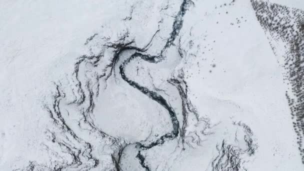 Verschneite Tiefe Und Enge Kotrgil Schlucht Norurrdalur Norden Islands Luftaufnahme — Stockvideo