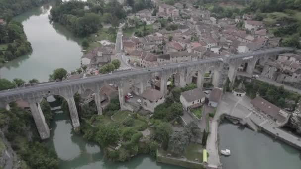 Video Con Drone Che Vola Sul Ponte Saint Nazaire Royans — Video Stock