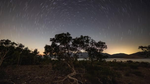 Veduta Bellissimo Movimento Circolare Stelle Come Puntini Bianchi Incandescenti Nel — Video Stock