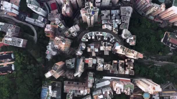Vista Aérea Rascacielos Estadio Concurridas Carreteras Ciudad Isla Hong Kong — Vídeos de Stock