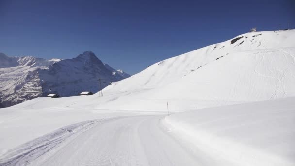 Sűrű Hóréteg Téli Hűvös Évszak Svájc Európa — Stock videók