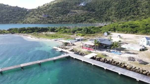 Aerial Tropical Hideaway Jost Van Dyke British Virgin Islands — Stock Video