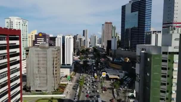 Κηφήνας Πόλεως Υπέρπτωση Σαλβαδόρ Μπαΐα Βραζιλία Αεροφωτογραφία Των Κτιρίων Κυκλοφορίας — Αρχείο Βίντεο