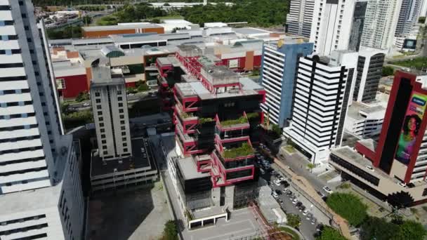 Kontorsbyggnad Uppifrån Med Exotisk Stadsarkitektur Flygfoto Commerce House Salvador Bahia — Stockvideo