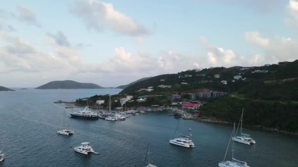 Aerial Hillside Surrounding Leverick British Virgin Islands — Stock Video