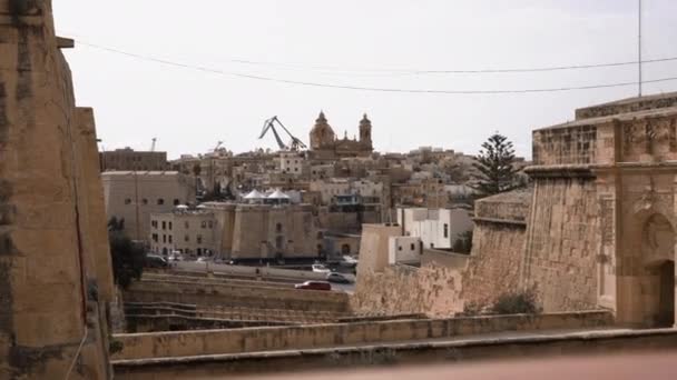 Alte Stadtlandschaft Von Valletta Malta Gimbal Erschossen — Stockvideo