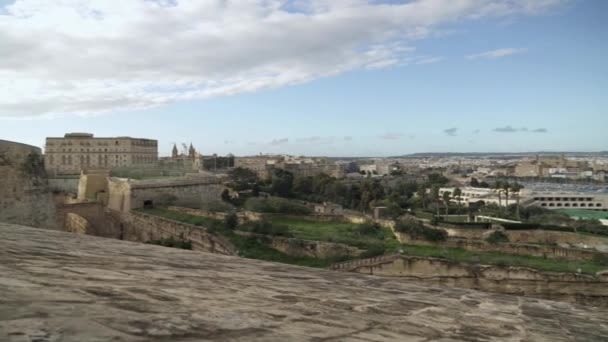 Panoramiczny Widok Miasto Valletta Zimą Ogrodów Hastings Malcie — Wideo stockowe