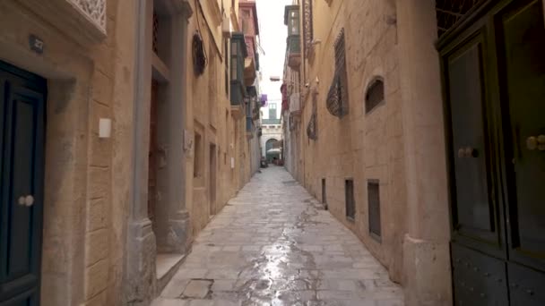 Alte Gebäude Und Alte Straßen Valletta Malta Einem Sonnigen Tag — Stockvideo