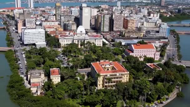 Vista Panorâmica Marco Turístico Recife Brasil Capital Estado Pernambuco Destino — Vídeo de Stock