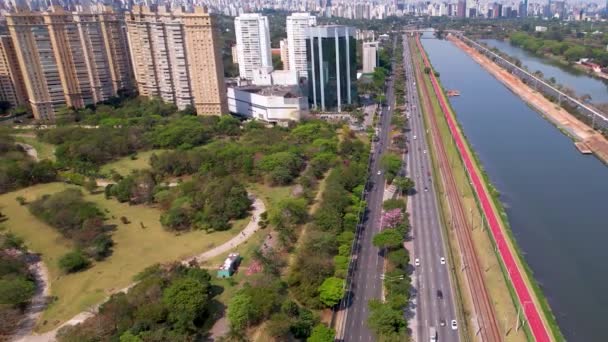 Panoramalandschaft Berühmter Autobahnen Der Nähe Des Villa Lobos Parks Und — Stockvideo