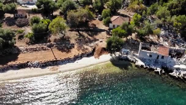 Agia SofiaとPlati Limaniの空中ビューケファロニア島 ギリシャ ドローン — ストック動画