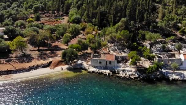Agia Sofia Beach Lush Vegetation Greece Aerial Drone Shot — Stock Video