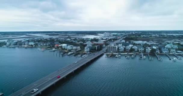 Widok Lotu Ptaka Plażę Wrightsville Karolina Północna — Wideo stockowe