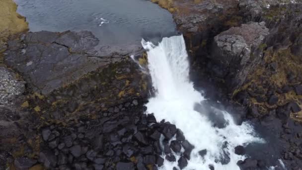 Island Vodopád Letecký Pohled Oxarafoss — Stock video