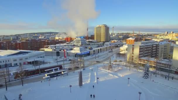 Drone Opuszczenie Ujawnienie Niektórych Kluczowych Atrakcji Miasta Tampere Finlandii — Wideo stockowe