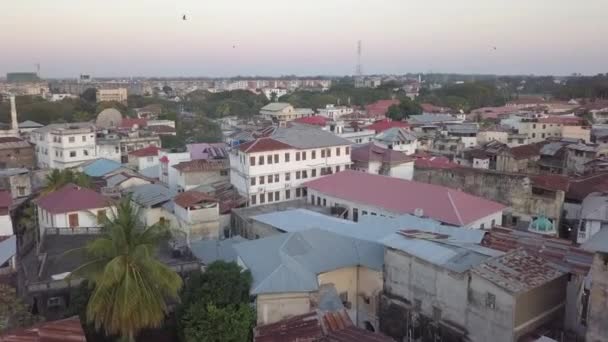 Vuelo Aéreo Bajo Sobre Viejo Zanzíbar Con Área Nueva Vista — Vídeo de stock