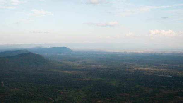 Djungelplan Vid Foten Kardemummabergen Mellan Thailand Och Kambodja Ändrad Soltid — Stockvideo