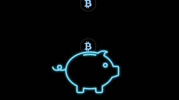 Bitcoin Piggy Bank Ilustrasi Investasi Cryptocurrency — Stok Video