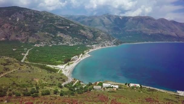 Destansı Manzaralar Arnavutluk Riviera Kentindeki Porto Palermo Kıyı Şeridi Geniş — Stok video