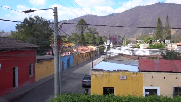 Calle Vacía Latinoamericana Perspectiva Antigua Calle Guatemala — Vídeo de stock