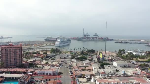 Breed Uitzicht Vanaf Ensenada Baja California Dock Cruise Waar Grote — Stockvideo