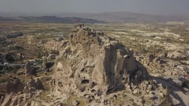 Vistas Panorámicas Aéreas Desde Característica Roca Castillo Uchisar Turquía — Vídeos de Stock